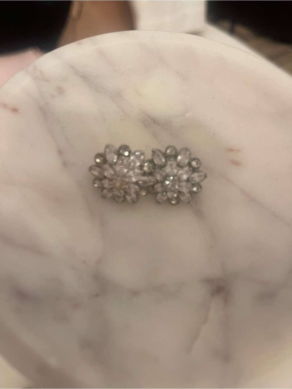 Silver Floral Crystal Stud Earrings - Elegant Women's Jewelry